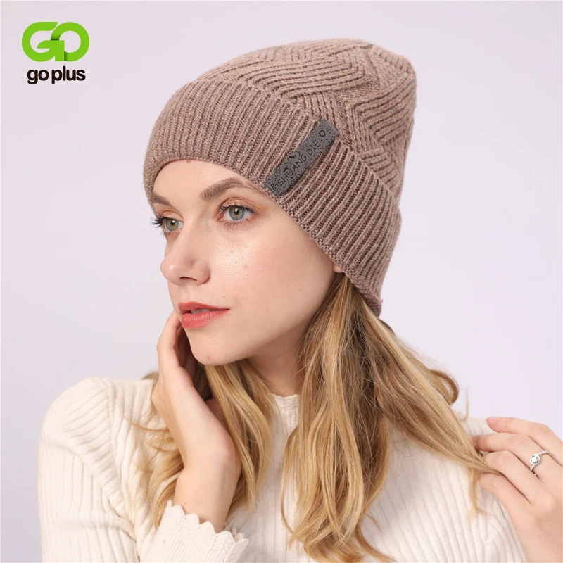

GOPLUS Cashmere Knitted Women's Hat Rolled up Velvet Warm Caps Women 2020 Winter Unisex Men's Hat Beanie Bonnet Sombrero Mujer