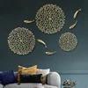 Brass Golden Fish Coral Lotus Leaf Wall Hanging 3D Metal Pendant Room Decor Copper Carp Wall Hanging Luxury Bedroom Decoration 4