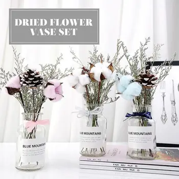 

Dried Flower Vase Dried Flower Set Dried Flower Romantic Beautiful Exquisite Flowers Glass Lagurus Ovatus Photo Props