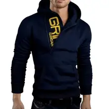 

Casual Autumn Winter Long Sleeve Top Sweatshirt Men Outerwear Hood Hoodie Men Hoodie Zipper Pocket Hoodies Letters Print Half Sl