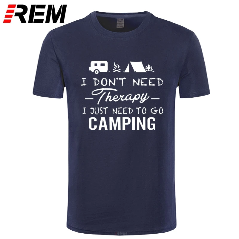 Camping Therapy T-Shirt Cotton Camper Tent Caravan Campsite Tops Fashion Short Sleeve T shirt Camisetas Hombre Streetwear | Мужская