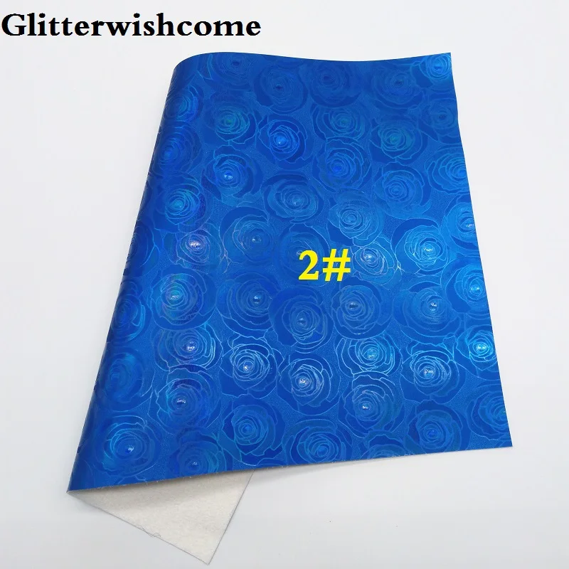2 Glitterwishcome 21X29 см A4 Размеры виниловые обои для банты тиснением розы кожаный тканевый Искусственная кожа листы для банты, GM243A - Цвет: 2