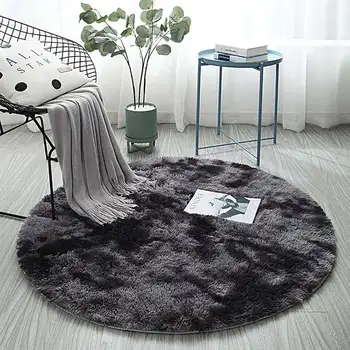 

Fluffy Round Rug Carpets for Living Room Decor Faux Fur Rugs Kids Room Long Plush Rugs for Bedroom Shaggy Area Rug Modern Mats