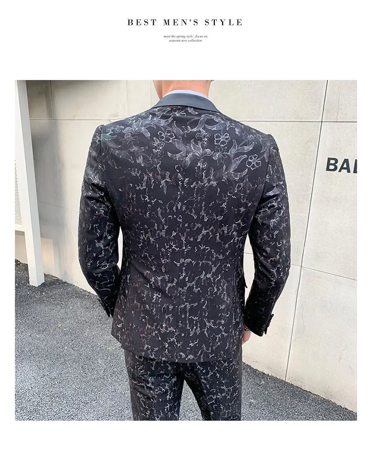 Мужские вечерние костюмы с брюками Костюм жениха мужской смокинг trajes para hombre костюм homme mariage slim fit костюм Цветочный смокинг