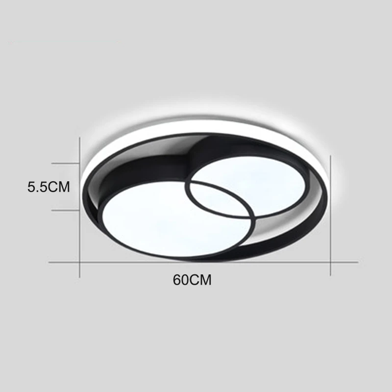 Современный светодиодный круглый потолочный светильник s светильник ing скандинавский декоративный светильник для гостиной, ресторана, детской спальни, светильник для учебы - Цвет корпуса: Black 60CM