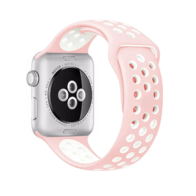 Strap for Apple watch series 7 45mm 41mm 38mm 40mm silicone watchband bracelet correa on smartwatch 6543 se 44mm 42m accessories Pink white