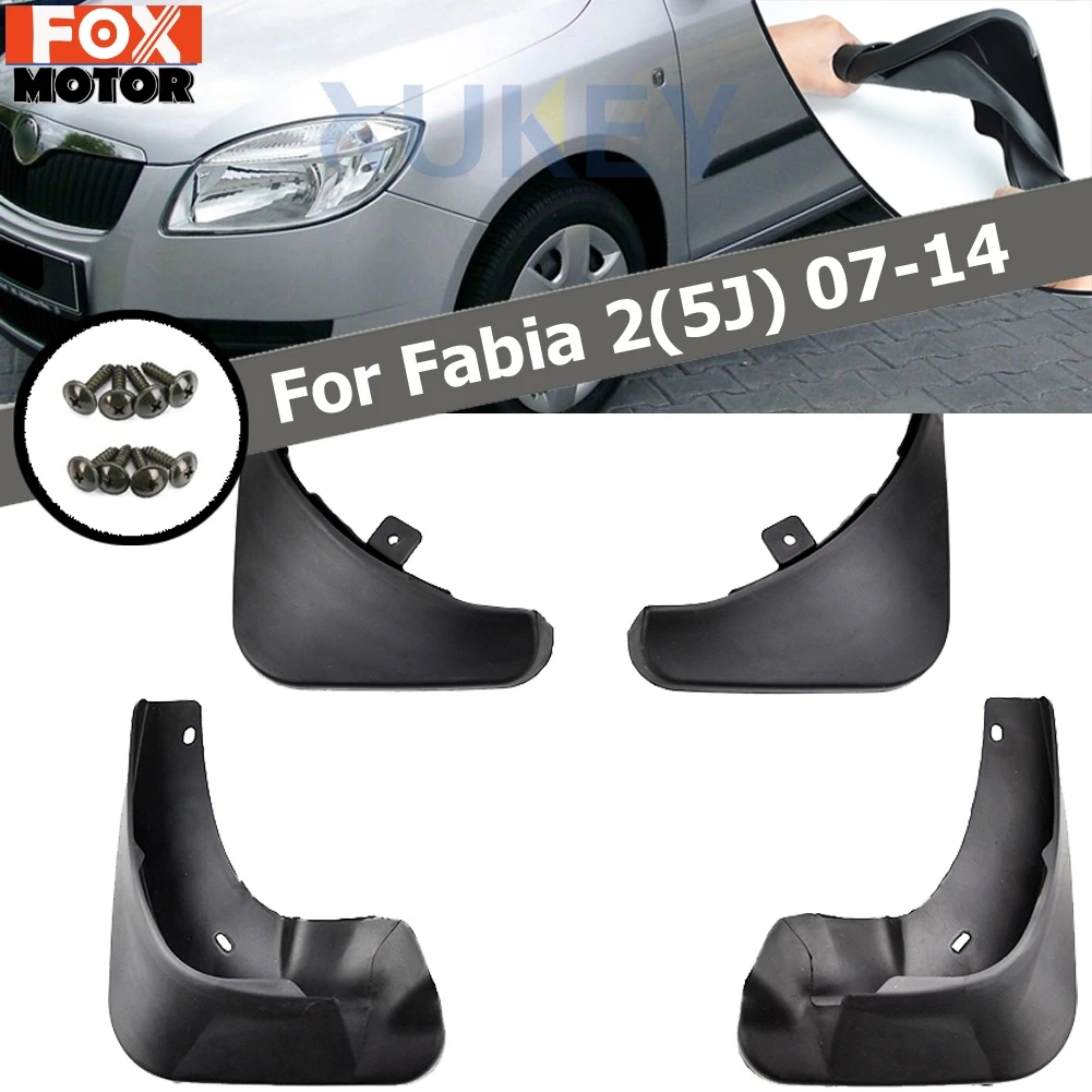 

Set Molded Car Mud Flaps For Skoda Fabia 2 5J Mk2 2007-2014 Mudflaps Splash Guards Mud Flap Mudguards Fender Front Rear Styling