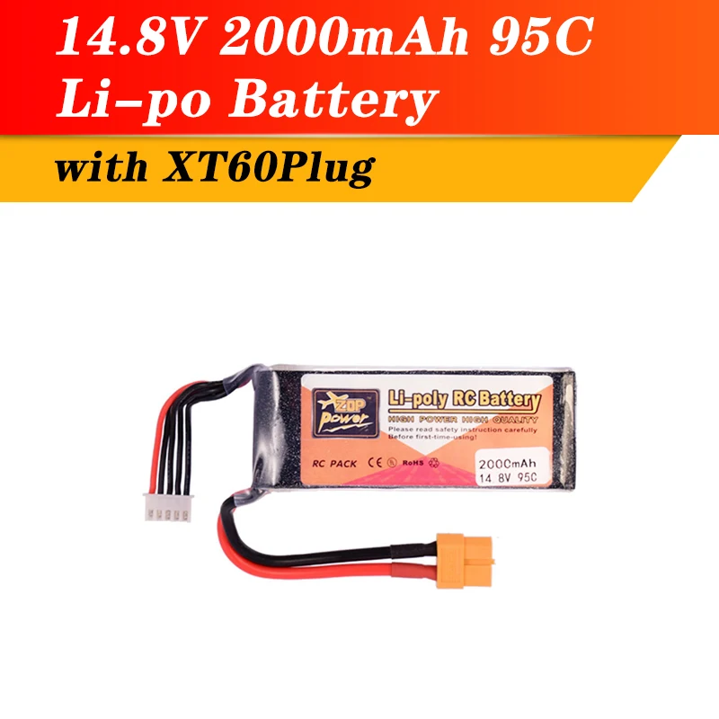 Аккумулятор ZOP Power XT60 перезаряжаемая батарея 14 8 в 2000 мАч 95C 4S с вилкой для