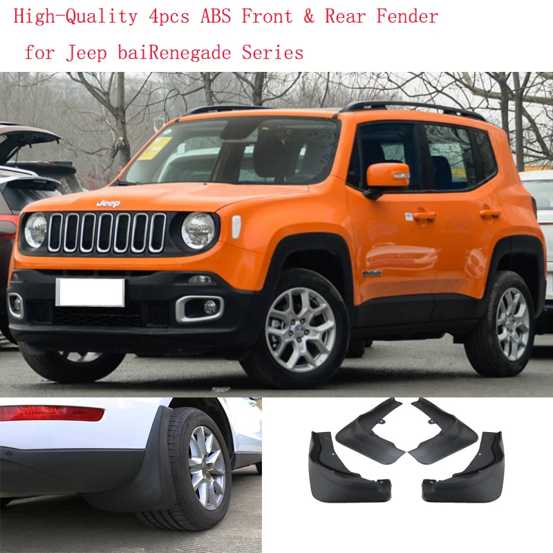 

High-Quality 4pcs ABS Front & Rear Fender for Jeep baiRenegade Series Car Mud Flaps Splash Guard Mudguard Mudflaps Accessories