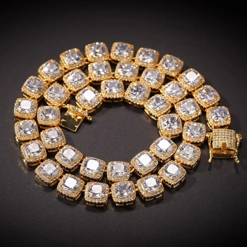 Solitaire Tennis Chain Necklace Mens 