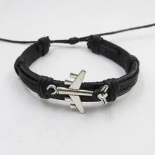 Очаровательный винтажный самолет велосипед жизнь дерево Йога Лошадь Черная веревка цепочка коса кожаный браслет для женщин мужские браслеты ювелирные изделия