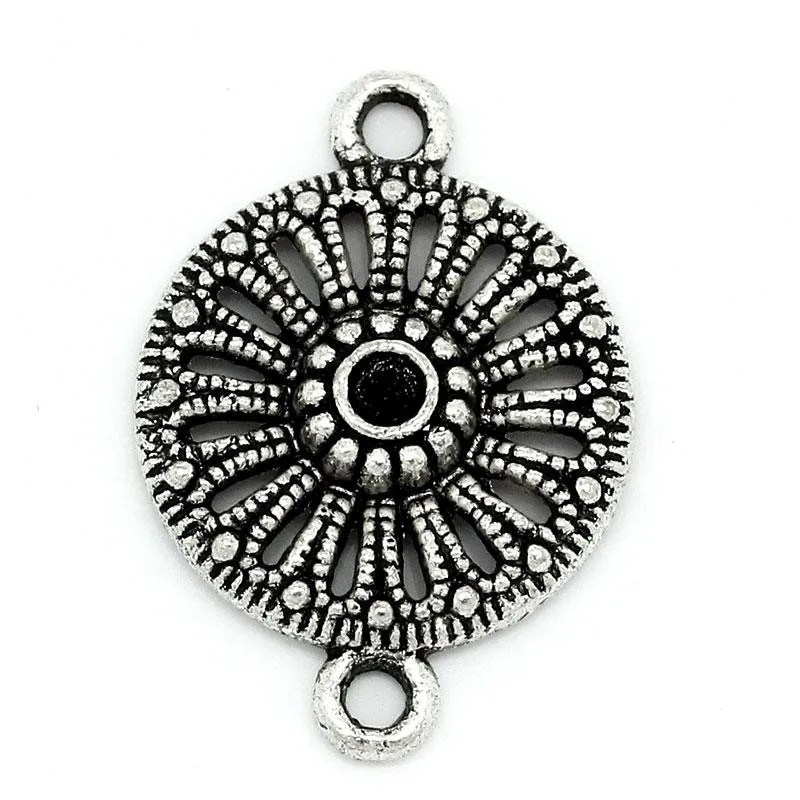 DoreenBeads коннекторы круглые Серебристые Цветные Цветочные HollowInlaid faceteds (Hollow ss10
