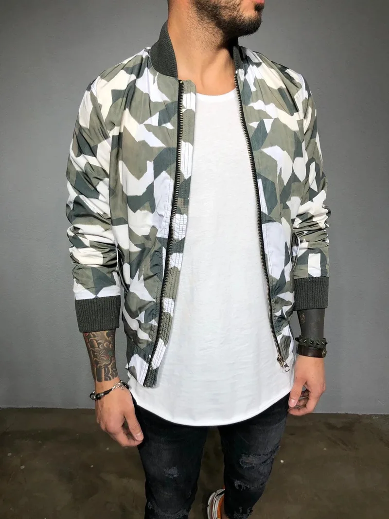 

Crazy Muscle MEN'S Sports Jacket Camouflage Water Resistant Zipper Cardigan Coat Outdoor Casual Running Autumn Clothing Men's Fa
