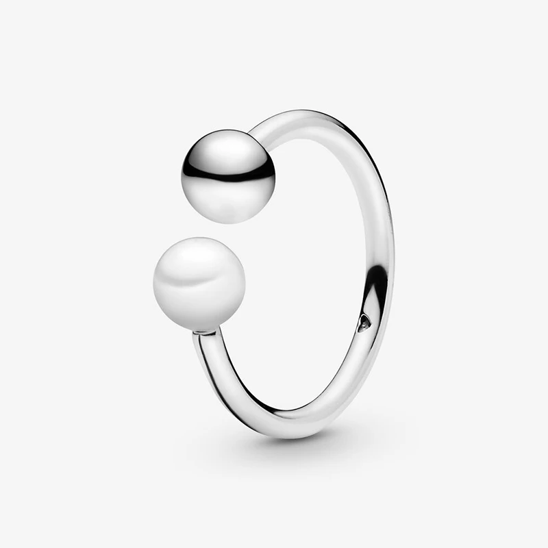 

Authentic 925 Sterling Silver Rings Bead & Freshwater Cultured Pearl Open Ring for Women Engagement Jewelry Anniversary