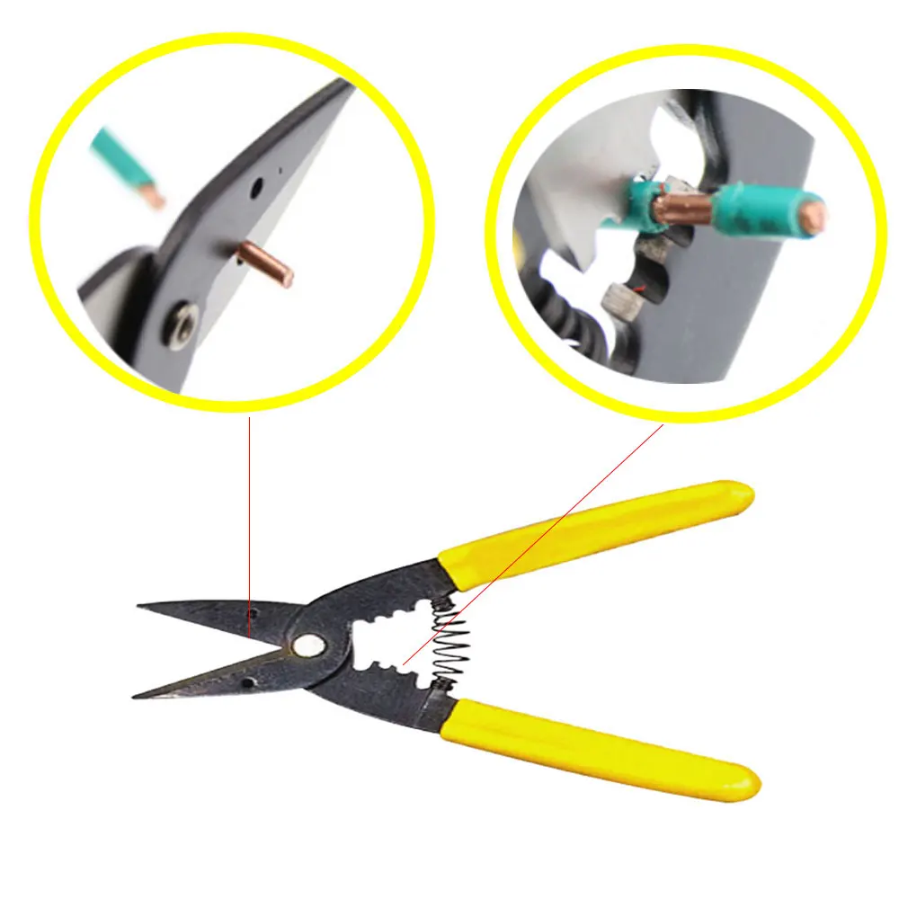 

Multi-functional Cutter and Stripper for Cutting Stripping and Crimping Terminals Automatic Rebound Spring 7'' Inch Length