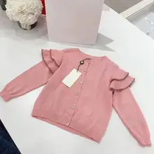Новинка года, осенне-зимний розовый свитер, топ из шерсти, хлопковая рубашка для маленьких девочек, детские вязаные милые свитера, вязаная верхняя одежда, 2, 4, 8, 12 лет