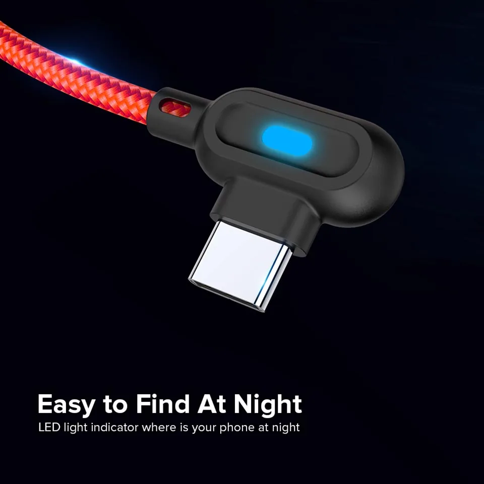 USB Type C кабель Venroii Cabo 1 м светодиодный для быстрой зарядки и синхронизации данных