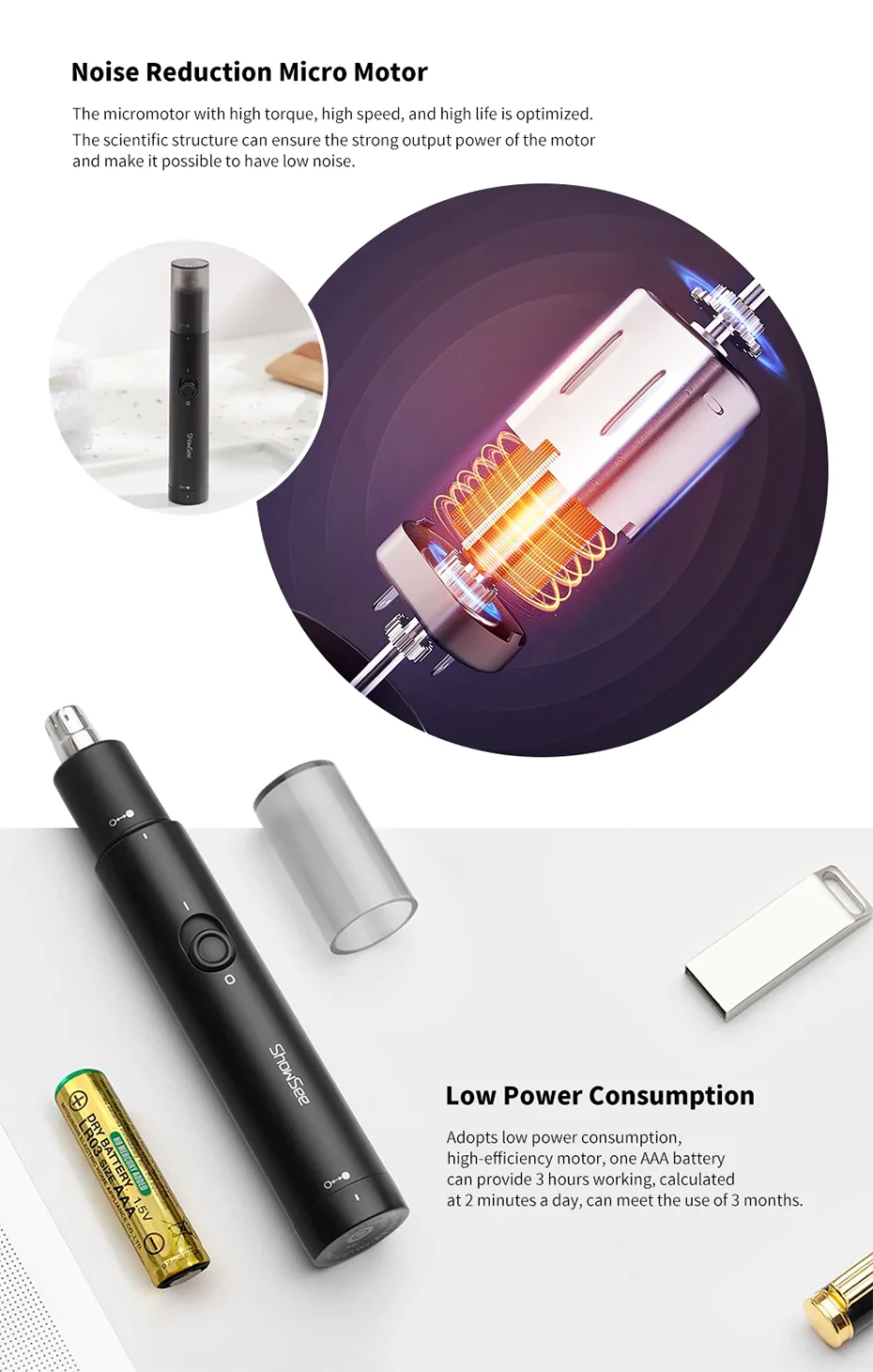 Xiaomi ShowSee C1 BK Electric Mini Nose Hair Trimmer 7 Xiaomi ShowSee C1 BK Electric Mini Nose Hair Trimmer 7