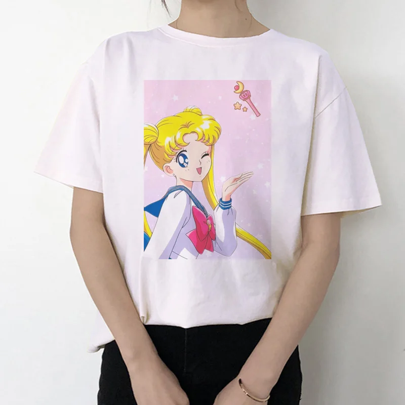 Harajuku Sailor Moon Tshirt Cartoon Printed 90s Kawaii T shirt Women Tee shirts Summer Top Streetwear Female Clothes