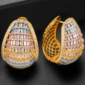 

GODKI 2020 Luxury Bold Statement Hoop Earrings For Women Wedding Cubic Zircon DUBAI Bridal Round Circle Hoop Earrings 2019