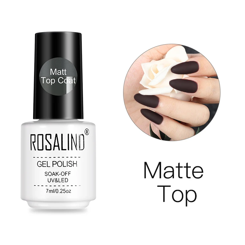 ROSALIND основа Топ праймер матовый гель лак для ногтей Полупостоянный дизайн ногтей гель для нанесения основания усиленный не протирать гель стойкий лак - Цвет: Matt Top