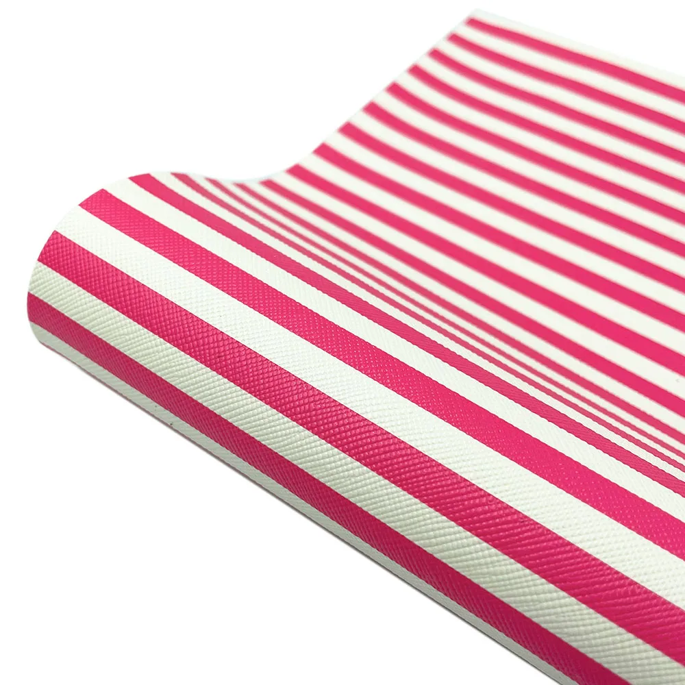 Vibrant Multicolour Stripe Faux Leather Fabric for Handmade Accessories and Decor