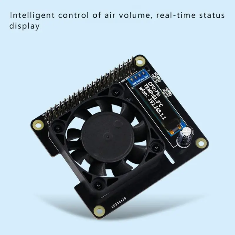 Cooling Fan Expansion Board Cooler with LED Light OLED for Raspberry Pi 4B 3B E65A 5