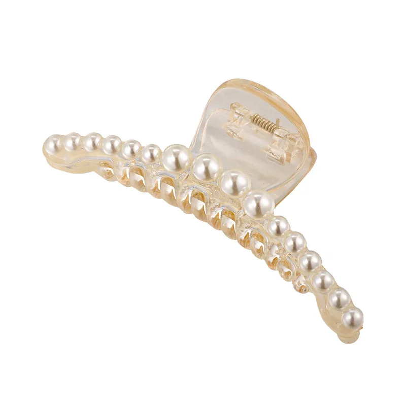 2021 Spring Summer Korea Ins Pearl Hair Clip Headdress Hair Clip Female Back Head Acrylic Clip Large Shark Clip Bath Hair Clip head accessories female