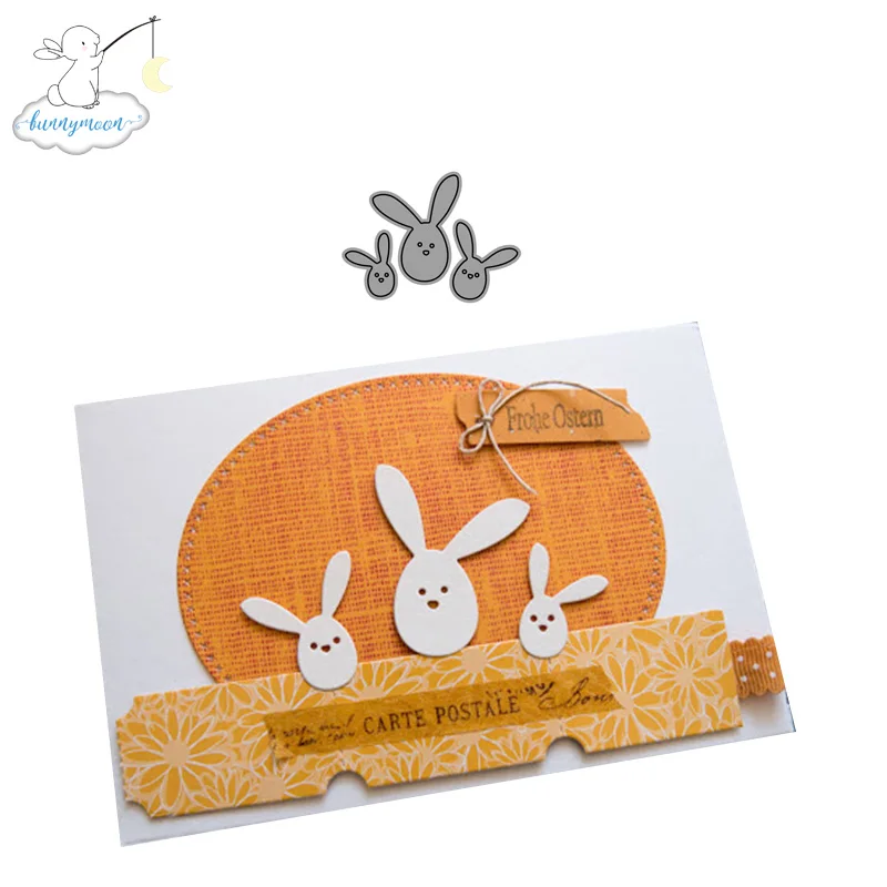 CH Three Cute Rabbit металлические Вырубные штампы трафарет с тиснением для скрапбукинга