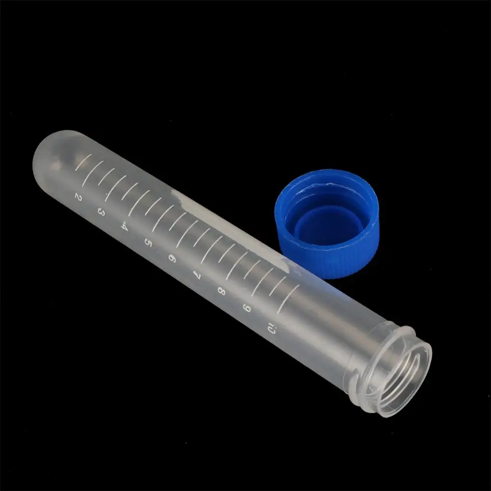 Plastic 10ml Screw Cap Round Bottom Centrifuge Test Tube Laboratory Sample Analysis Vial Reagent Bottle 10 Pcs