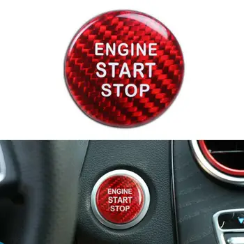 

Red Carbon Fiber Car Engine Start Stop Button Trim Cover For A4 A5 A6 Q5 Q7 Car Interior Decoration Start Button Cover