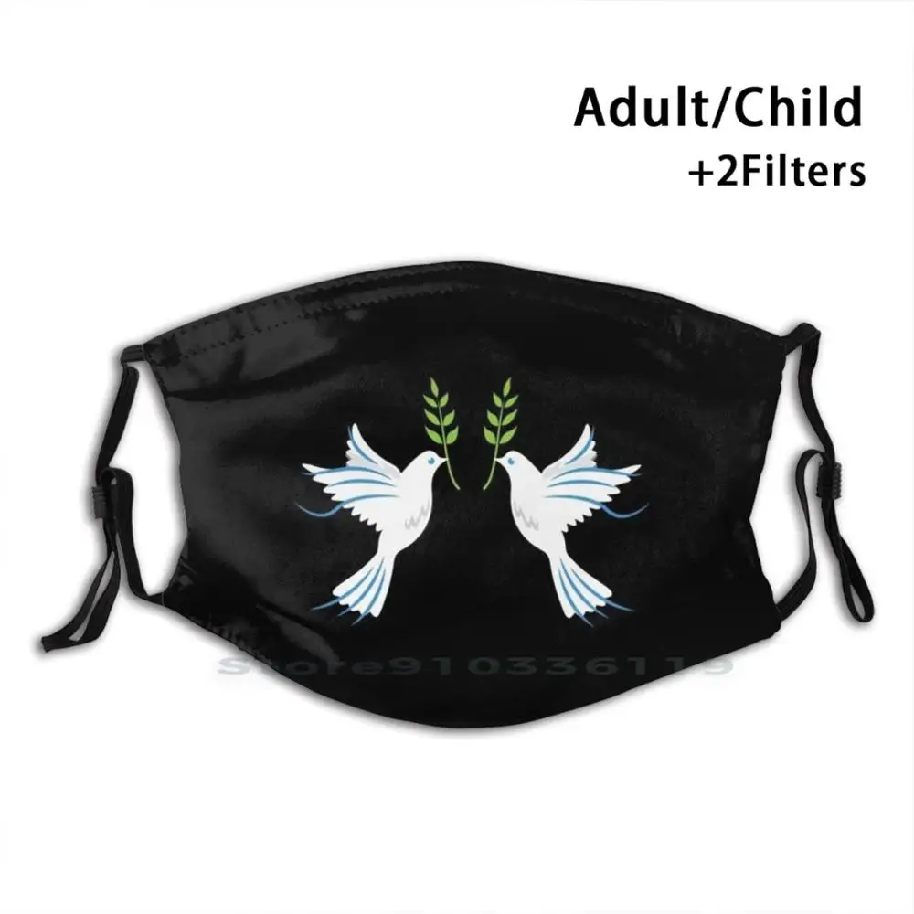 Friendship Doves Best Friends Peace Gift Idea Adult Kids Washable Funny Face Mask With Filter Dove Bird Peace Fly Idea Pigeon