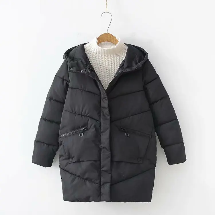 

Teenager New Style Winter GIRL'S Mid-length Cotton Coat Junior High School Students Versatile Warm Cotton-padded Clothes Women's