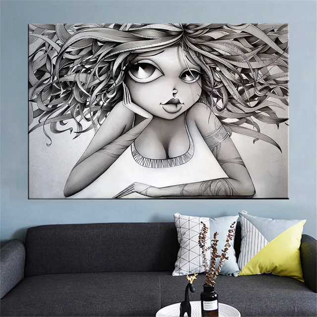 Abstract Girl Wall Art Painting Printed on Canvas 3