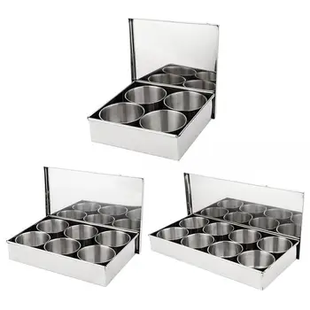 

4/6/8 Grids Seasoning Spice Box Stainless Steel Spices Storage Round Container Kitchen Detachable Clamshell Seasoning Jar Set