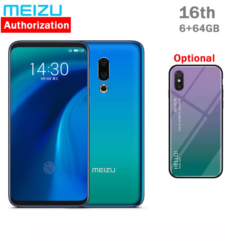 Оригинал Meizu 16 смартфон 4G Snapdragon 845 четыре ядра 6 ГБ ОЗУ 64 Гб ПЗУ 0 дюймов FHD 2160x1080 P
