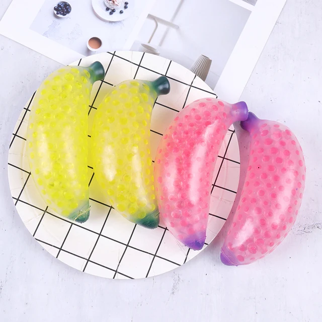 Spongy Banana Bead Stress Ball Toy Squeezable Soft Fruit Shape Sensory Adult Decompression Child Fidgeting Rebound Squeeze Toys 4