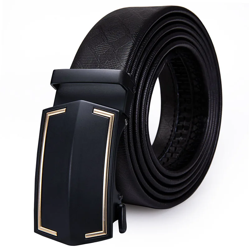 2135-DE-A Hi-Tie, известный бренд, дизайнерские ремни в коробке для мужчин, роскошный ремень из натуральной кожи, джинсовый ремень, модный мужской ремень с золотой пряжкой - Цвет: 2135-DE-A