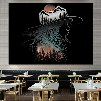 

Black Background Cloth Tapestry Ins Hanging Cloth Net Red Modified Dormitory Bedside Decoration Room