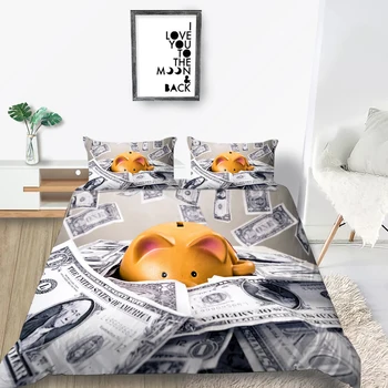 

Banknotes Bedding Set Piggy Bank Fashion Creative 3D Duvet Cover King Queen Twin Full Single Double Unique Design Bed Set