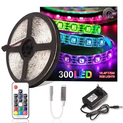 RGB SMD5050 светодиодные полосы света 12 в водонепроницаемый светодиодный Радиочастотный пульт дистанционного управления для спальни ТВ