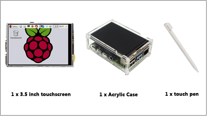 Для Raspberry Pi 4 B/3 B/3 B+ новейший комплект системы охлаждения 3,5 дюймовый ЖК-экран+ прозрачный акриловый корпус+ стилус+ радиатор