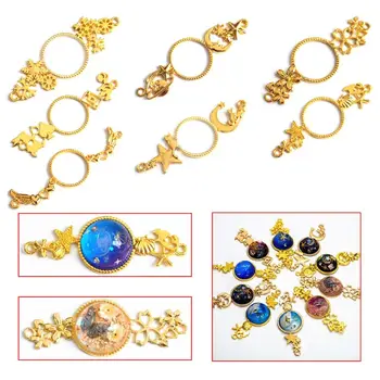 

7pcs/set Metal Frame Charms Pendant Bezel Setting UV Resin Epoxy Jewelry Necklace DIY Charm Handmade Accessories
