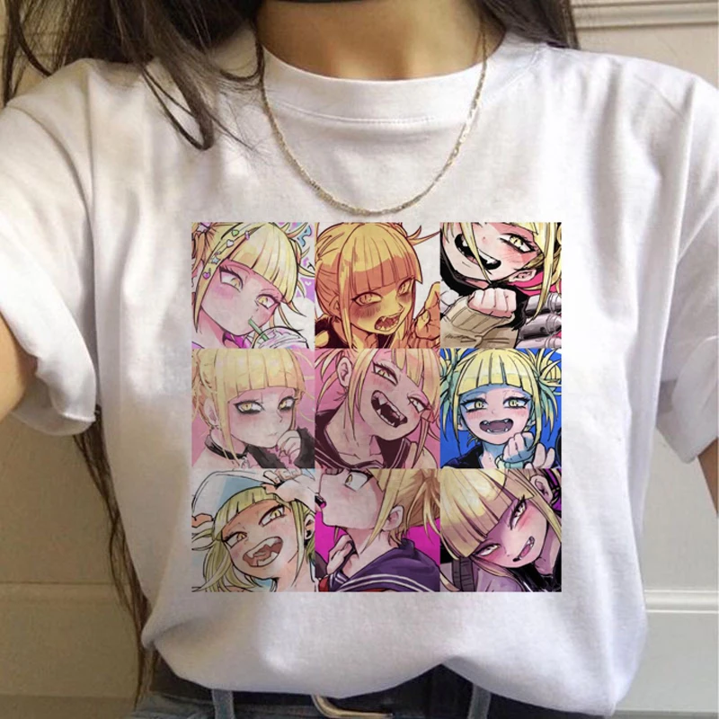 New Ahegao Harajuku Graphic T Shirt Women My Hero Academia Anime Senpai T-shirt Hentai Himiko Toga Tshirt Graphic Top Tee Female