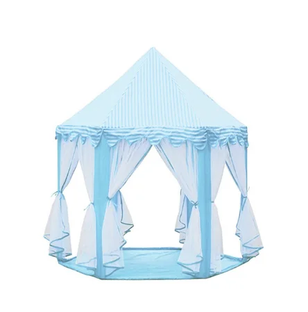 Children Princess Pink Castle Tents Portable Boys Girls Indoor Outdoor Garden Folding Play Tent Lodge Kids Balls Pool Playhouse - Цвет: blue tent