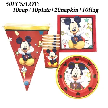 

Red Mickey Mouse Party Supplies Set Napkins Plate Banner Cup Mickey Mouse Birthday Party Decoration Kids Friends Party Supplier