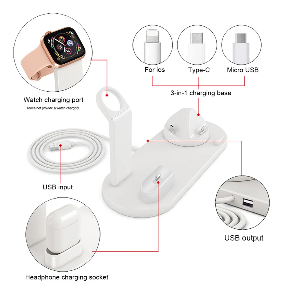 Зарядная док станция FDGAO 3 в 1 кронштейн для Apple Watch 5 4 2 Airpods Pro iPhone 11 pro X XR XS MAX 8 7 6S Plus