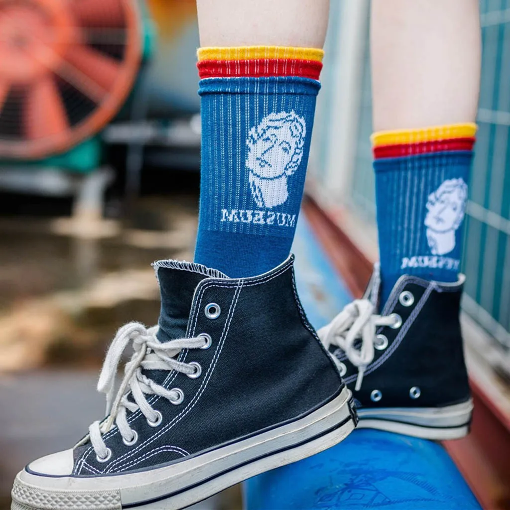 Мужские и женские хлопковые носки до середины голени с мультяшным принтом, цветные носки с вышитыми подарочными буквами, забавные носки унисекс с мультяшными персонажами