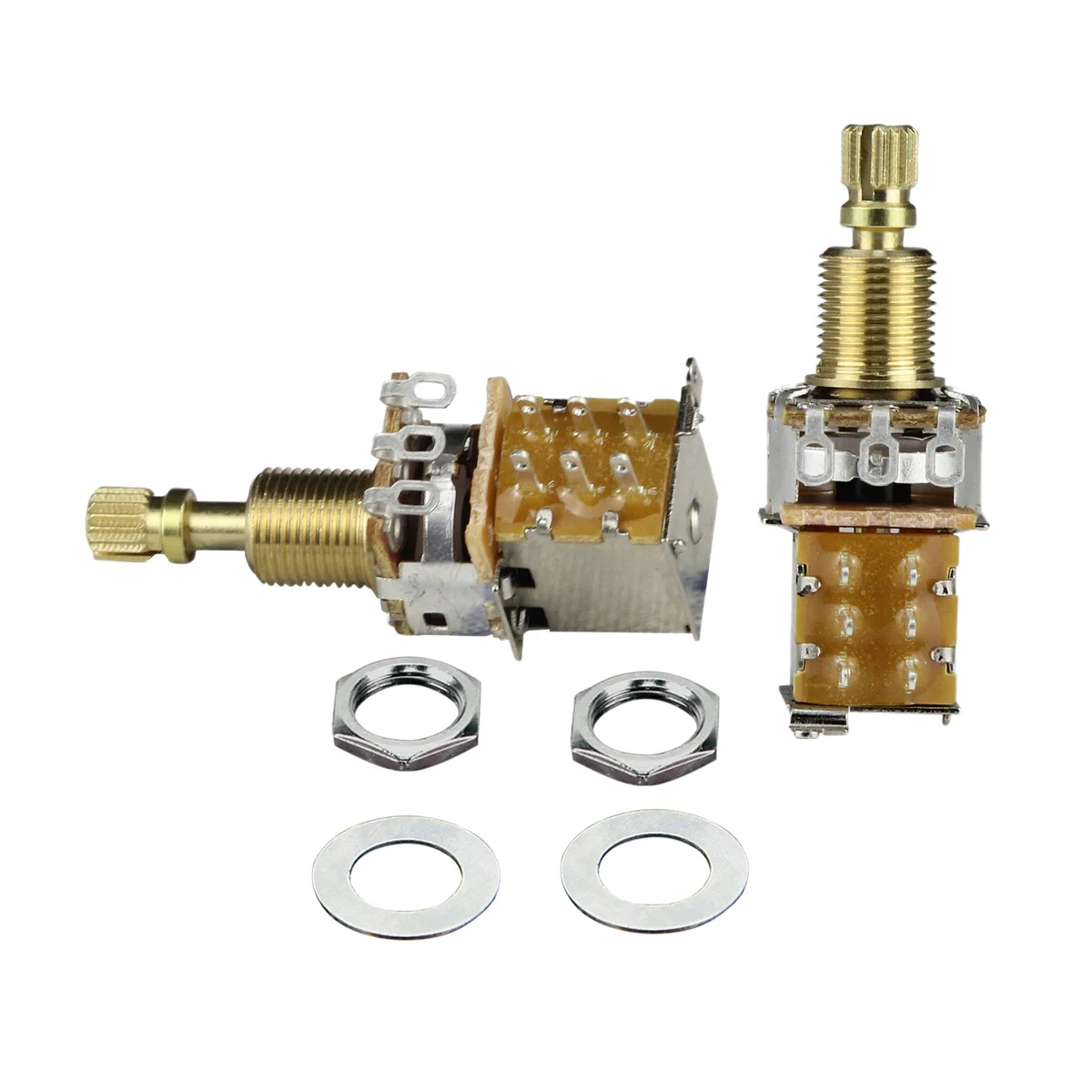 FLEOR 2PCS Long Shaft Guitar Pots Push Push Potentiometers 250K /500K