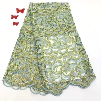 

2018 High Quality African Lace Fabric Gray French Net Embroidery Tulle Lace Fabric For Nigerian Wedding Party Dress